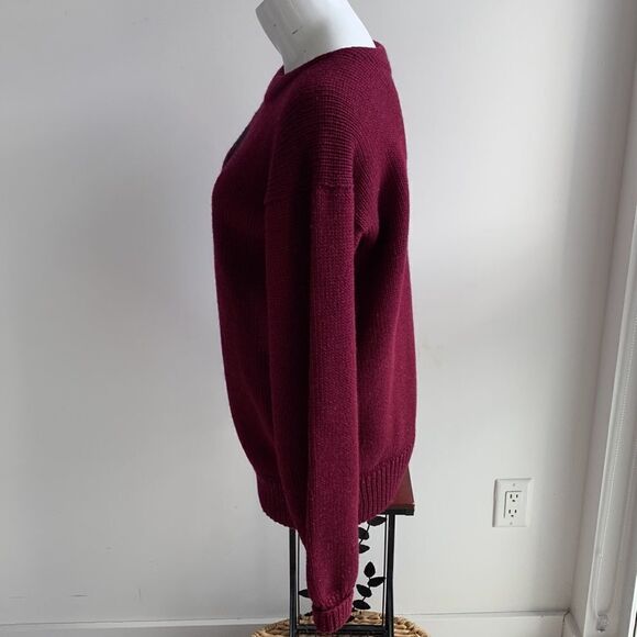 Recknit rare letterman vintage 100% burgundy wool heavy duty sweater, size XL - Picture 10 of 11